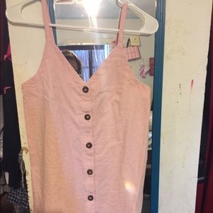 Pink Dress with large brown Buttons